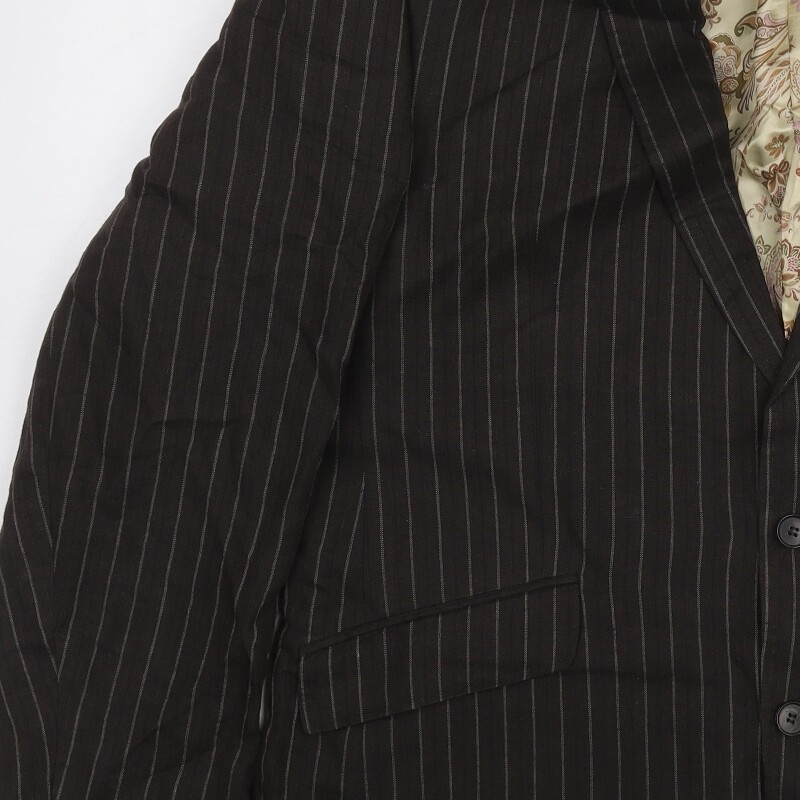 Marks and Spencer Mens Brown Striped Linen Blend Suit Jacket