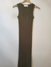 REMAIN Womens Green Fitted Sleeveless Jewel Neck Midi Party Body Con Dress M