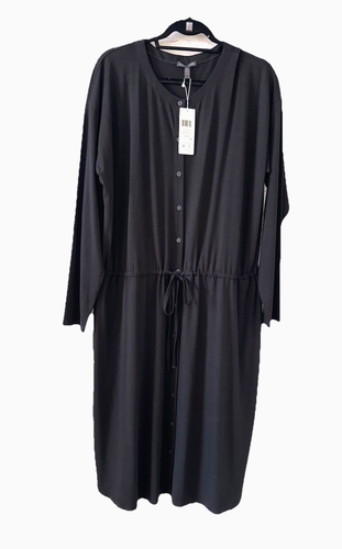 EILEEN FISHER Size XL Viscose Jersey Round Neck Knee Length Dress NWT Black