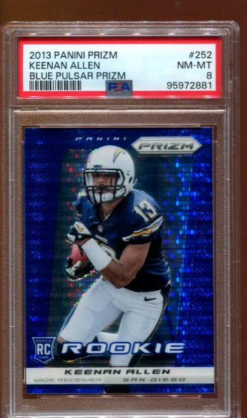 2013 Panini Prizm Keenan Allen Blue Pulsar Prizm #252 RC PSA 8 NM Mint 🏈