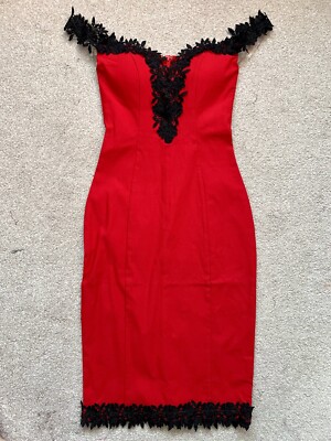 chinese dress ladies Red Scallop Curve Waist Maxi Dress – Rare London main image 1