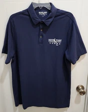 DEEP EDDY VODKA Logo Navy Blue Short Sleeve Collared OGIO Polo Shirt Size Large