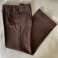 Valentino Women’s Size 6 Pinstripe Wool Brown Wide Leg Pants