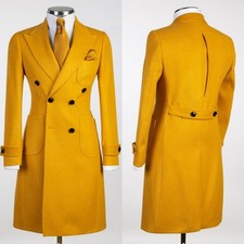 Cashmere Men's Overcoat Double Breasted Coat Winter Outdoor Casual Long Jacket