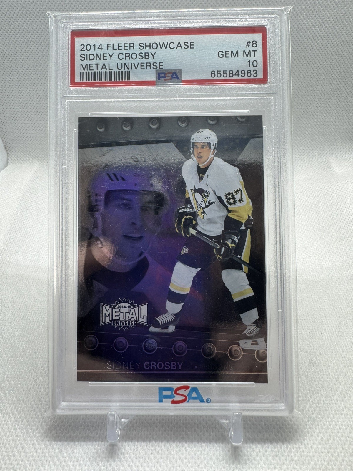 2014 FLEER SHOWCASE METAL UNIVERSE #87 SIDNEY CROSBY PENGUINS PSA 10 LOW POP