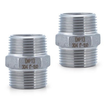 1 Inch Male Hex Nipple Pipe Fitting, 304 Stainless Steel NPT Threaded Connect...