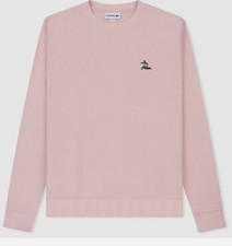 New Lacoste Regular Fit Pink Terry Palm Tree Crocodile Sweatshirt Size Small