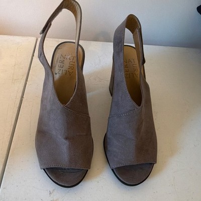 Naturalizer Women Gray Fabric Slingback Open Toe Block Heel Slip On US 6M