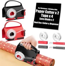 2 Pack Wrapping Paper Cutter and Tape Dispenser Red