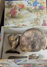 Silver Plated Grenadier Bunnykins 3 Piece New Born Baby/Infant Set. Boxed.