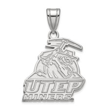 10k White Gold LogoArt University of Texas at El Paso Miners Large Pendant