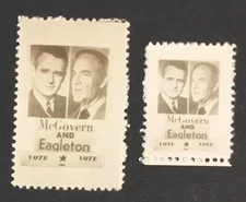 RARE 1972 McGOVERN EAGLETON FOR PRES. REAL PHOTO PRESIDENTIAL CAMPAIGN STAMPS