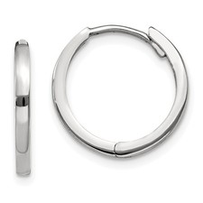 14k White Gold Round Hinged Hoop Earrings for Women L-11 mm, W-1.5 mm 1.59gm