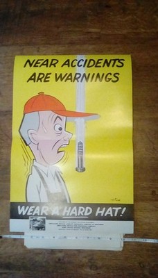 18 RARE Vintage 60's ''WEAR A HARD HAT'' Posters By Accident Prevention Department