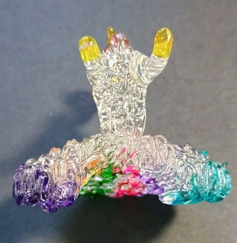 Hermosa estatuilla de pavo real color arco iris vidrio soplado hilado a mano de colección delicada - Imagen 3 de 7