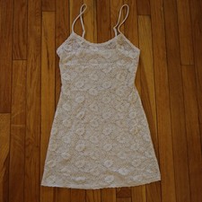 Vintage Ivory Floral Lace Camisole Tank Top Womens XS Sheer See Through Lingerie