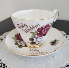 Vintage Argyle "Ruby Wedding" Teacup and Saucer Set.