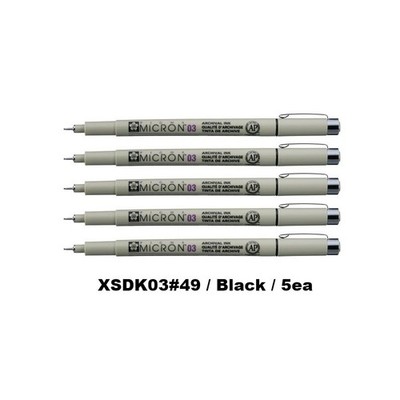 SAKURA PIGMA Micron 03 Archival Ink Pen Fine Liner 0.35mm Black 5ea Set Japan