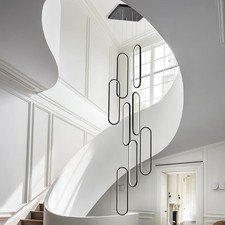 Luxury Modern Oval Ring Chandelier for Staircase Double Height Ceiling Entryway