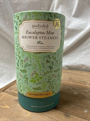 new! polish'd Shower Steamers Aromatherapy 16 pc set Eucalyptus Mint infused oil
