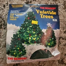 Vintage Christmas The Beadery Yuletide Trees Craft Bead Kit~ Makes 3 Trees~ New 