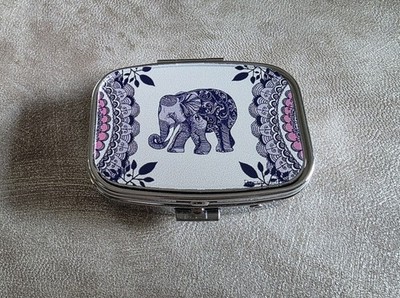 Elefant Pillendose Tasche Medizin Tabletten Organizer 2 Fächer Reiseetui