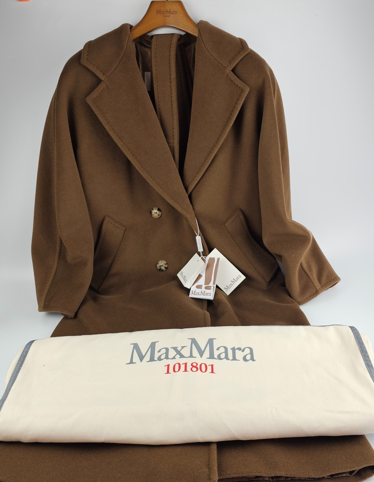 MAX MARA Madame 101801 Belted Brown Wool Long Coat New & Authentic image 3
