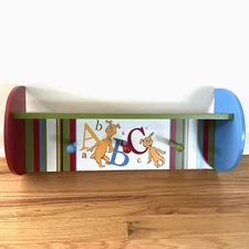 Dr. Seuss ABC Kids Room Shelf Marvin Mooney Dog Green Red Blue Striped 9x19”