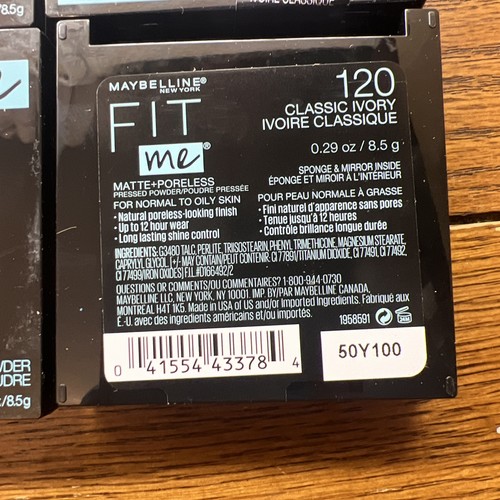New Maybelline Fit Me Matte Poreless 120 Classic Ivory Powder Compact Lot Of Six - Picture 3 of 3