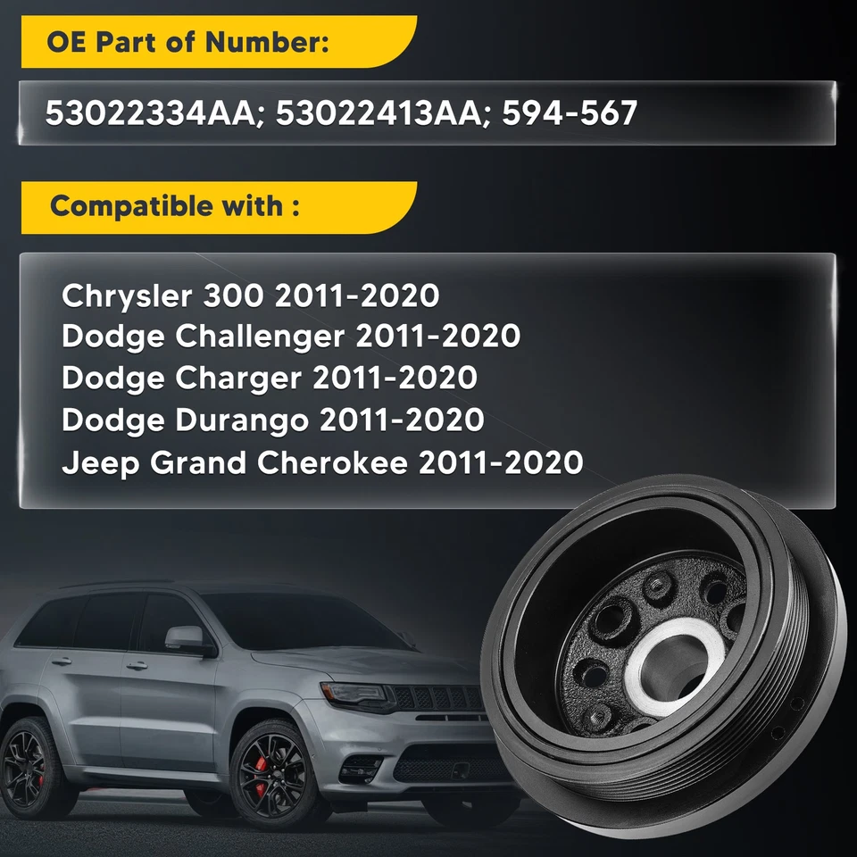 Harmonic Balancer for 11-20 Dodge Charger Durango Jeep Grand Cherokee Chrysler - Image 2 of 4