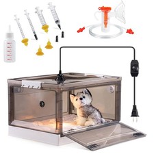 Pet Oxygen Chamber, Puppy Incubator for Newborn and Kitten, Heat Lamp