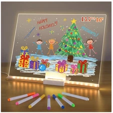 Illuminated 13.7''x10'' Acrylic Drawing Board with 7 Markers - Eco-Friendly Gift