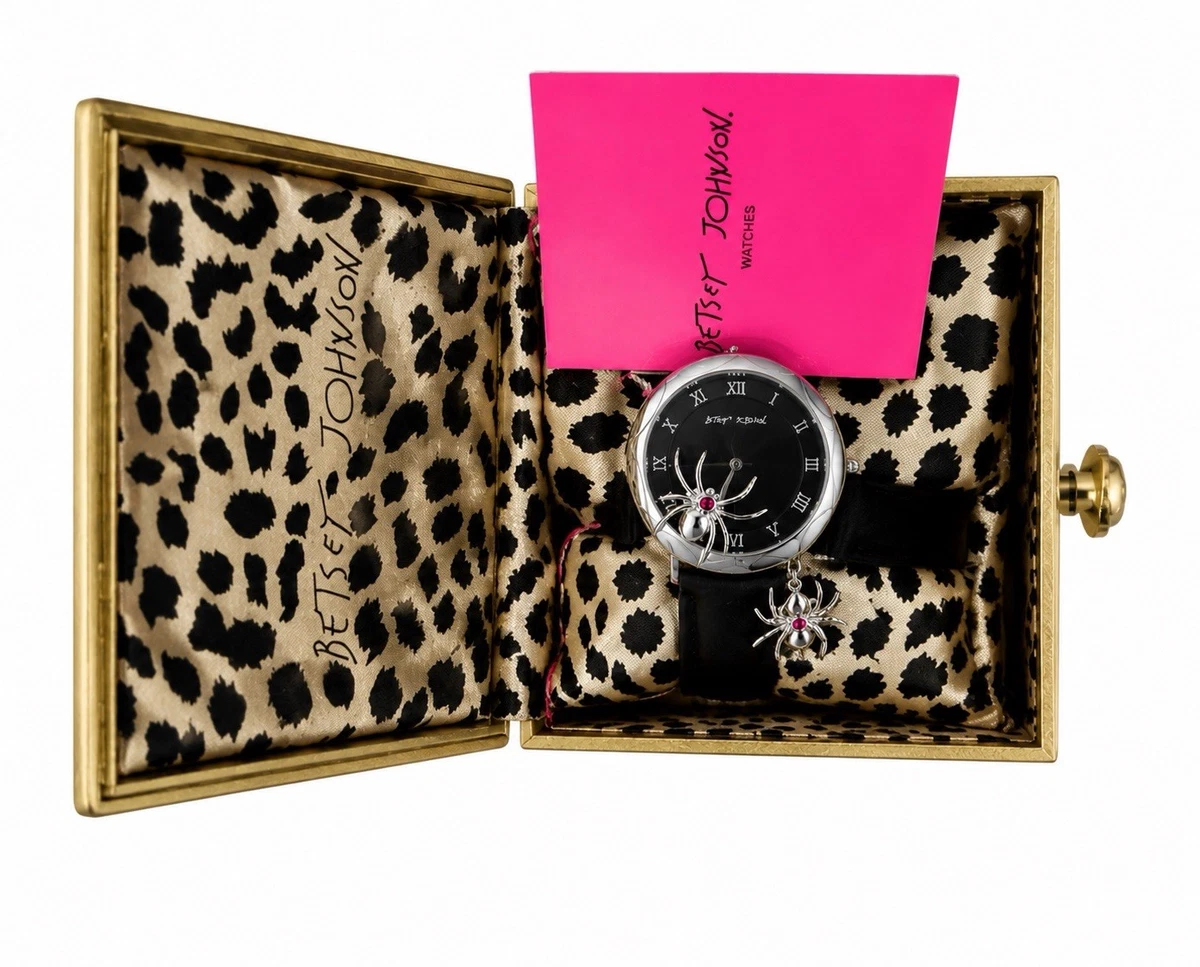 2 Betsey Johnson Women\'s Watches Black Zebra &‎ Pink Patent Leather BETSEY JOHNSON Gold Hearts Crystal | Mercari main image 3