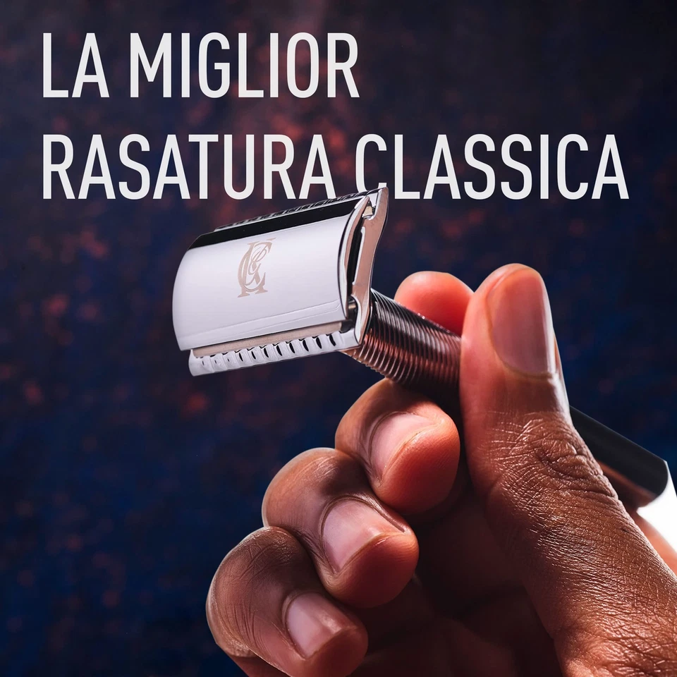 King C Gillette RASOIO di Sicurezza 1 Manico 5 Lamette da Barba in Acciaio - Immagine 3 di 4