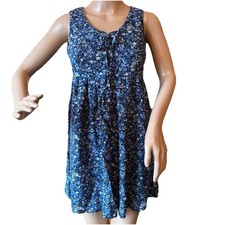 Vintage 90s All That Jazz Floral Babydoll Dress Lace Up Front Size S Grunge