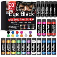 20 Pack Sports Eye Black Sticks 12 Colors Retractable Football Baseball Softball