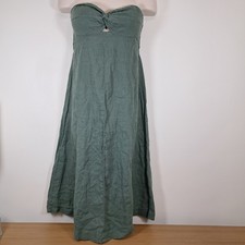 Madewell 100% Linen Cutout Strapless Midi Dress Size 2 Simply Sage Smocked