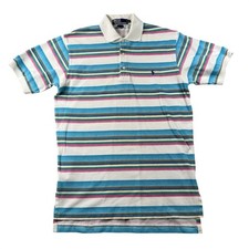 VTG Polo Ralph Lauren Polo Shirt Mens S Pastel Stripes Blue Pony Preppy 90s Y2k