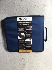 NEW Sunee Zipper Binder 3" O-Rings Navy Blue With Shoulder Strap