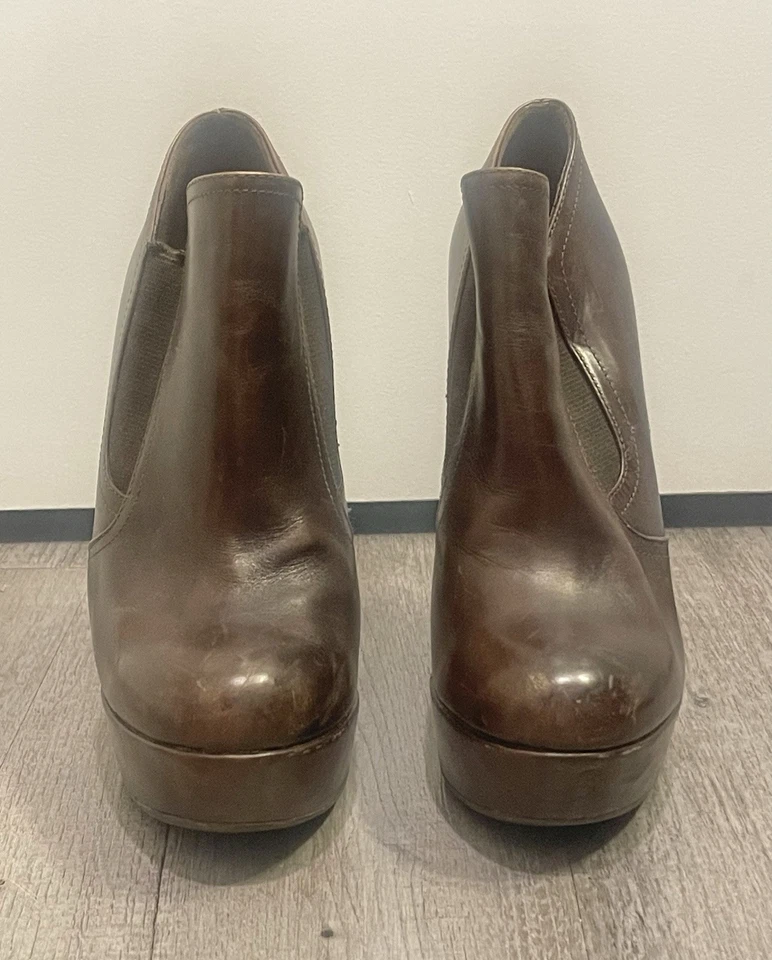 Gianmarco Lorenzi Mujer Cuero Marrón Tacón Alto Botas Plataforma 36.5 Foto 3 de 4