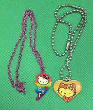 HELLO KITTY Sanrio Necklace Lot 2 - Pink Chain 1/2 BFF - Heart Pendant