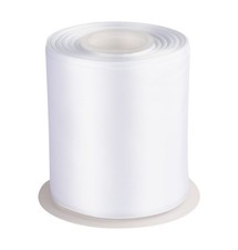 4 Inch Double Faced Satin Ribbon White Solid Polyester Craft Ribbon - 25 Yard...