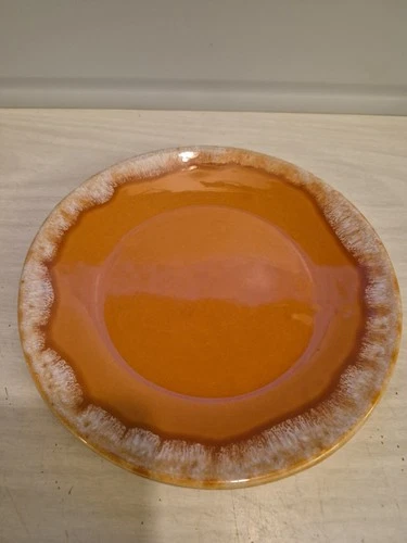 Hull Tangerine Drip Plate 8 1/2 Inch Oven Proof Made In USA Vintage
