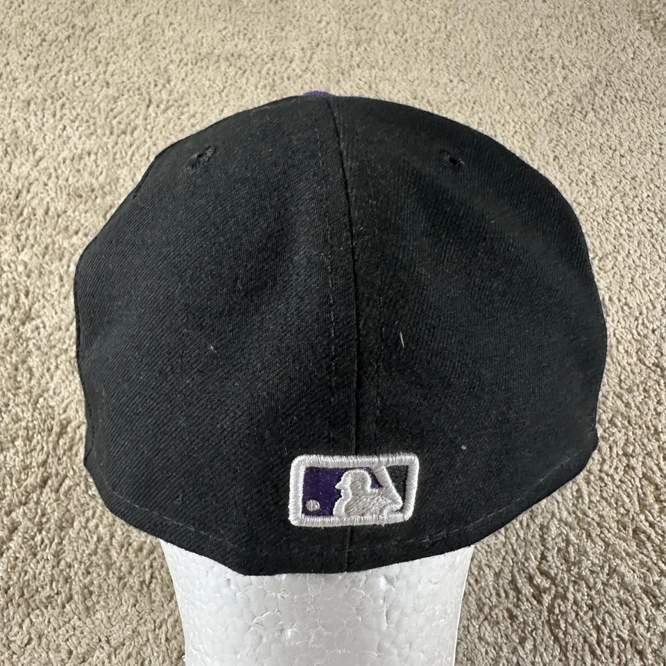 Colorado Rockies Hat Cap Fitted Mens 7 1/8 Black Purple MLB Baseball New Era USA - Image 3 of 4