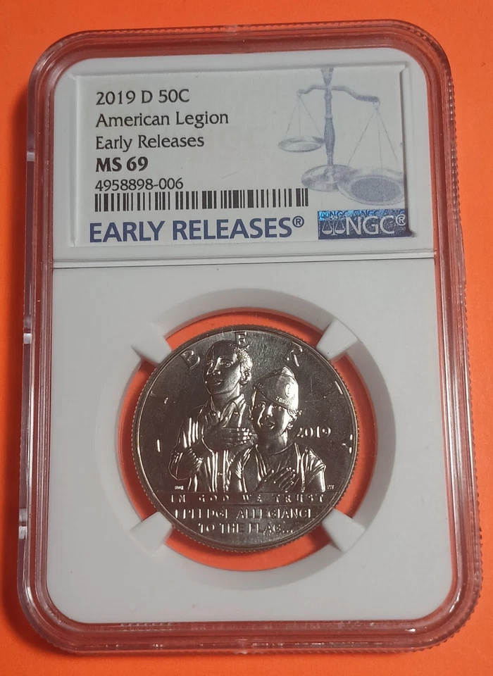 2019-D 50C AMERICAN LEGION 100TH ANNIVERSARY HALF DOLLAR NGC MS69 EARLY RELEASE - Image 3 of 4