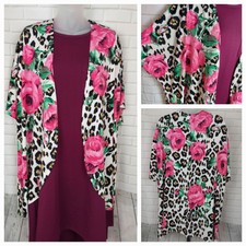 Now & Forever Small $34 New Ivory Leopard Floral Print Knit Open Front Cardigan