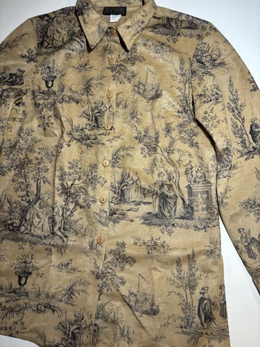 VTG David Paul New York Women’s M Button Shirt AOP Couples Love Garden Colonial - Picture 3 of 9