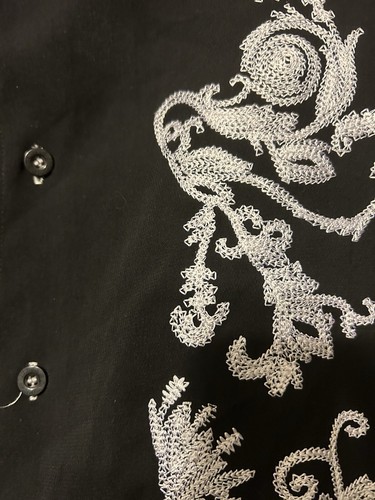 Daniel Ellissa Mens Embroidered Shirt, Black, 2XL, Rockabilly, Mexican - Picture 2 of 2