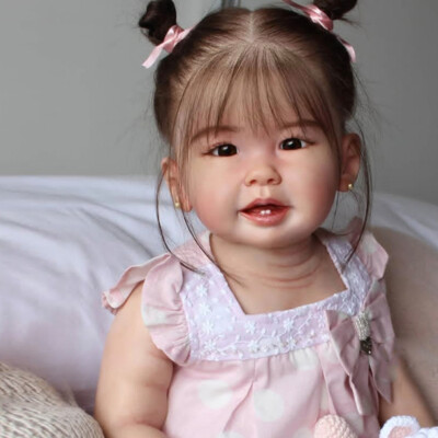 28'' Realistic Reborn Baby Doll Toddler Girl Finished Rooted Hair Cloth Body Gift