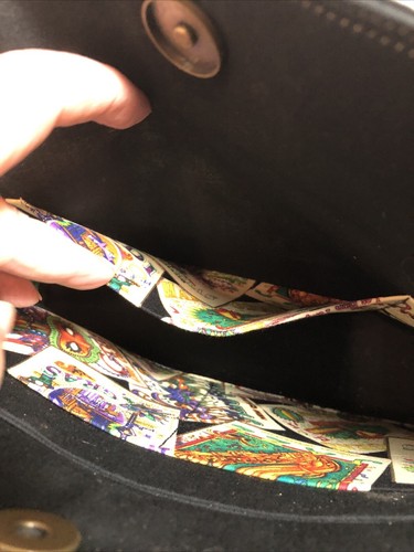 handmade mardi gras purse bag black with gold glitter trim - Picture 6 of 8